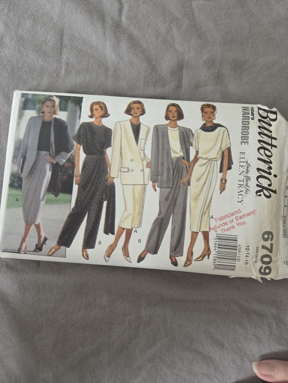 Butterivk Women's Gray and Cream Sewing Pattern for Pants, Jumpsuit & Skirt